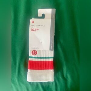 lululemon athletica Daily Essentials Ribbed Crew Socks - White and Red